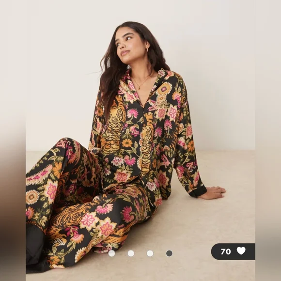 Free People Dreamy Days printed pyjama set in black multi - Picture 2 of 6